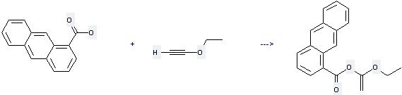 1-Anthracenecarboxylicacid can react with Ethoxyethyne to get Anthracene-1-carboxylic acid 1-ethoxy-vinyl ester.